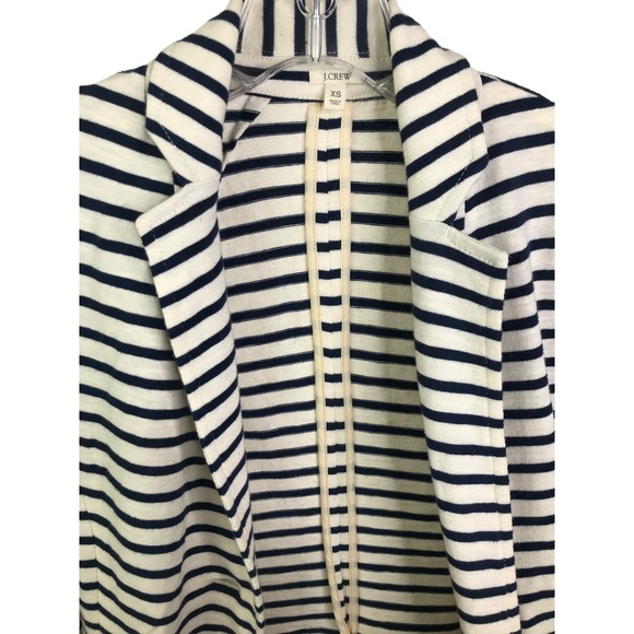 J. Crew Women's Maritime Blazer Blue White Cotton Striped Long Sleeve Sweater XS - Picture 4 of 16